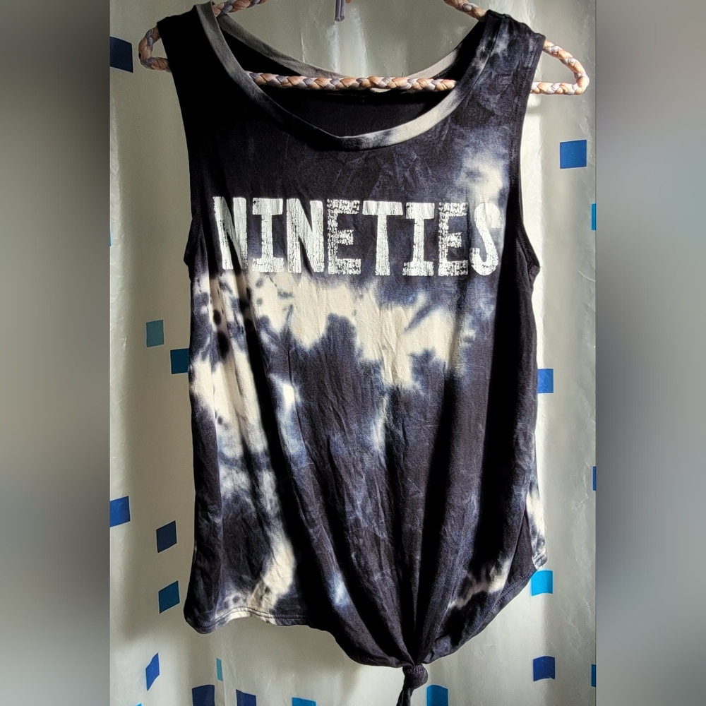 Rebel Sugar Nineties Tie-Dye Tank Top - Black and White